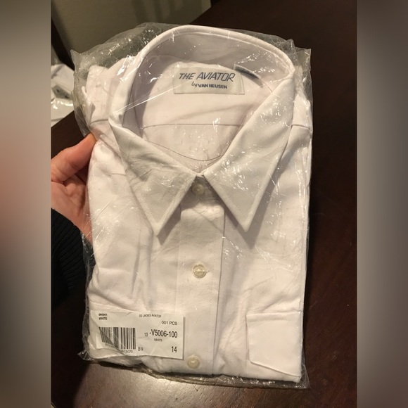 Size 14 Van Heusen short sleeve white female aviator pilot shirt NWT - Picture 4 of 8